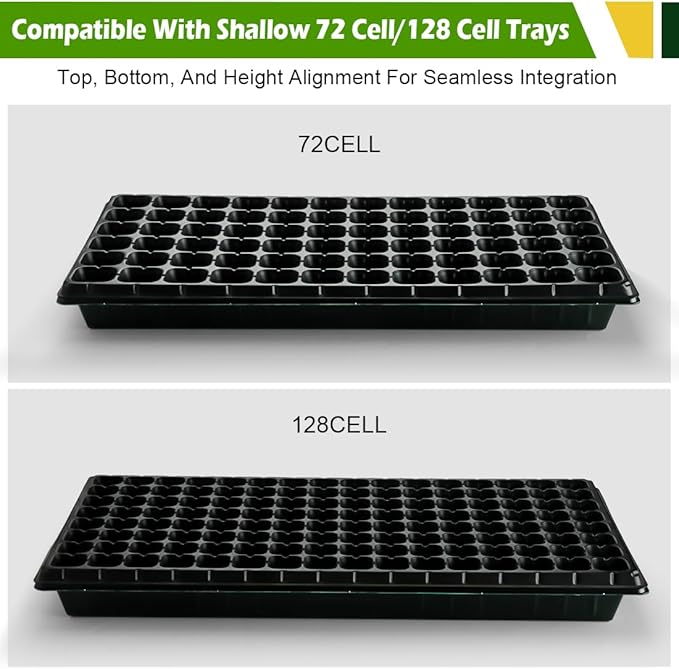 10 Pack Shallow 1020 Trays No Holes - Reusable 1.6" Deep Nursery Flats for 72/128 Cell Plug Tray, Heavy Duty Seed Starter Trays for Microgreens, Hydroponics & Seed Germination (Dark Green)
