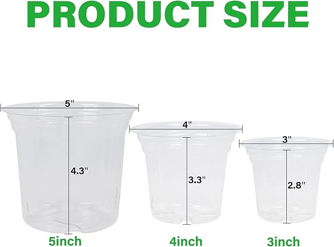 winemana 4 Inch Seed Starter Tray for Vegetable Herb Lettuce Seeds, Plant Pots for Potting Soil Indoor Plants, Clear Nursery Pots Plastic Planting Pots Garden Flower Pots- 60 Packs