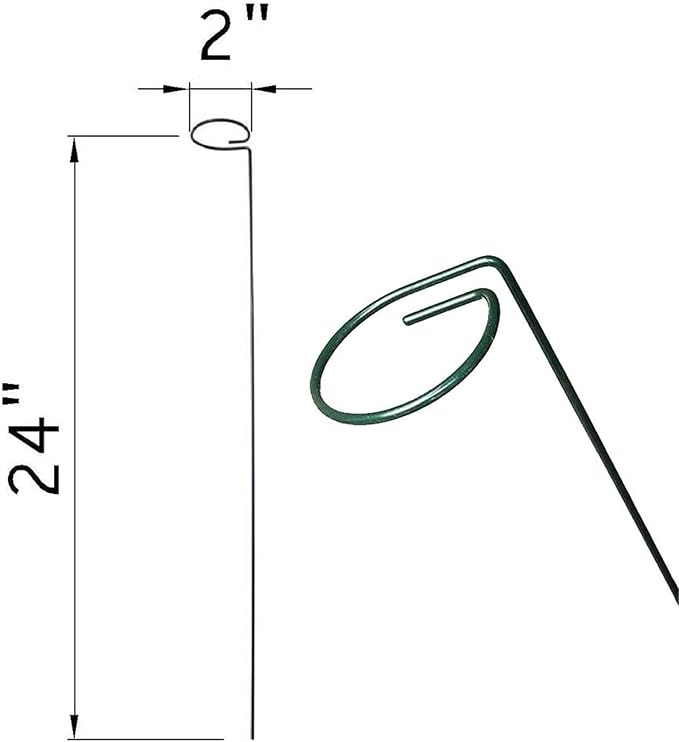 24 Inches Single Stem Plant Support Stakes Steel Garden Stakes Plant Atem Support, Pack of 20