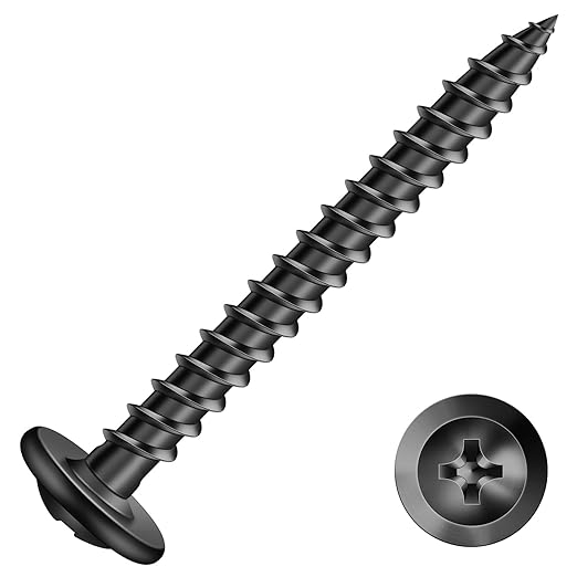#8 x 1-1/2" Wood Screw 500Pcs Alloy Steel Standard Thread Truss Head Fast Self Tapping Black Oxide by SG TZH