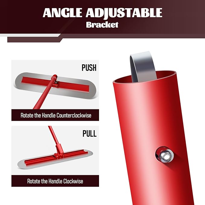 Generic Concrete Bull Float 48''x12'' Cement Surface Smoothing Tool with Detachable Aluminium 3 Handle 1.8M Concrete Finishing Trowel with Tilt Bracket and Rotary Regulator Concrete Bull Float Kit