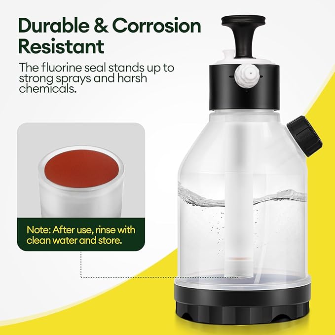 0.5 Gal Pump Sprayer, Hand Water Spray Bottle for Indoor Plant, Clear Plant Sprayer with Side Filling Port, Measuring Cup, Adjustable Nozzles, Safe Pressure Relief Valve