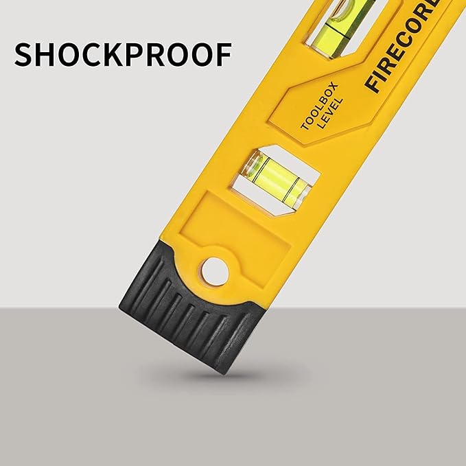 Firecore 3pcs Magnetic Torpedo Level, 9-Inch Shockproof Toolbox Level with 3 Bubble Spirit Level 45 90 180 Degree