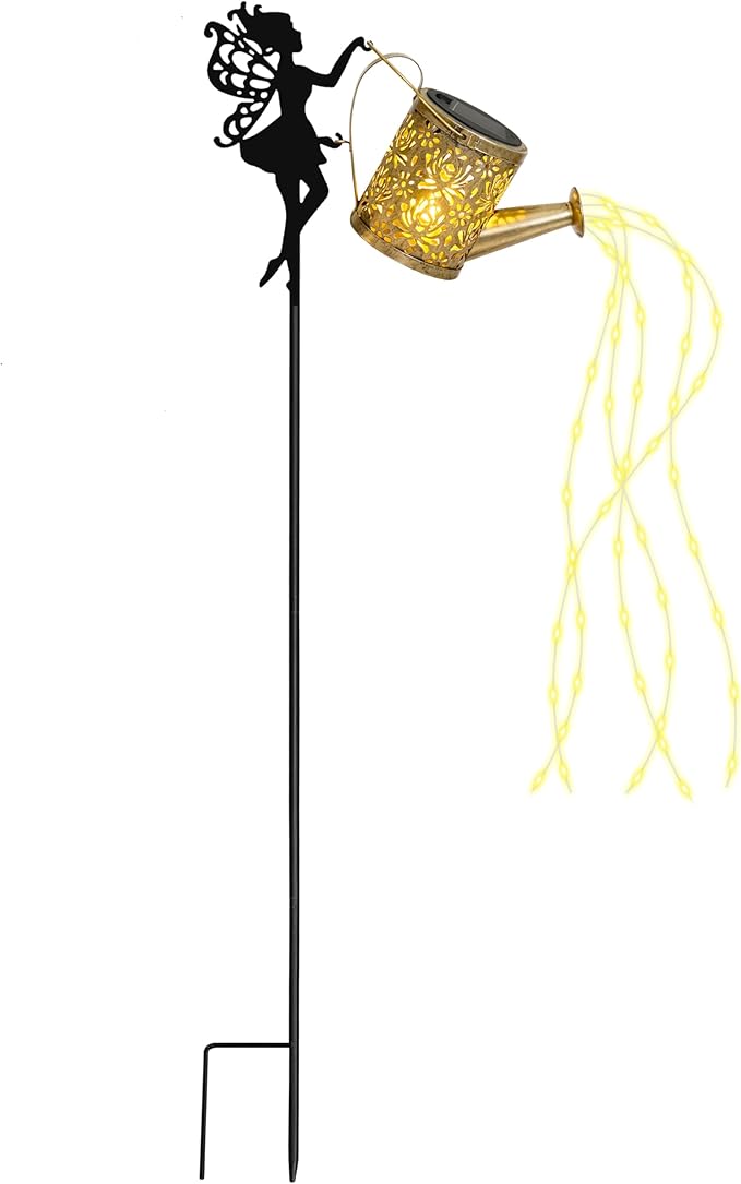 Solar Watering Can Light Outdoor Decor - Waterproof Solar Garden Pathway Lights for Yard, Garden - Perfect Gifts for Women, Mom, Grandma Birthday (Fairy-Style)