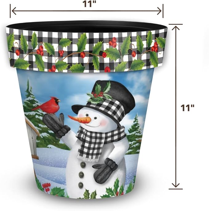 Briarwood Lane Checkered Snowman Medium Planter