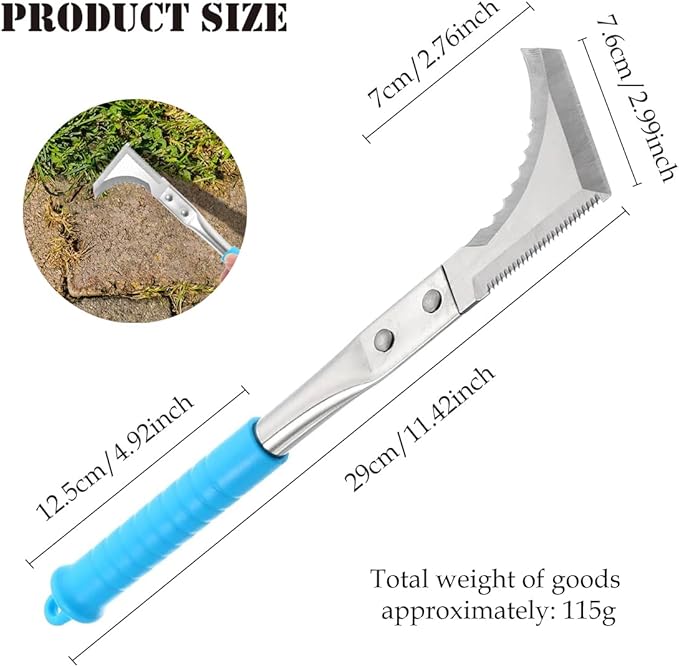 Kosoyo Crack Weeder Crack Weeding Tool Sawtooth Wave Manual Scythe Stainless Steel Gardening Tool -11.42"