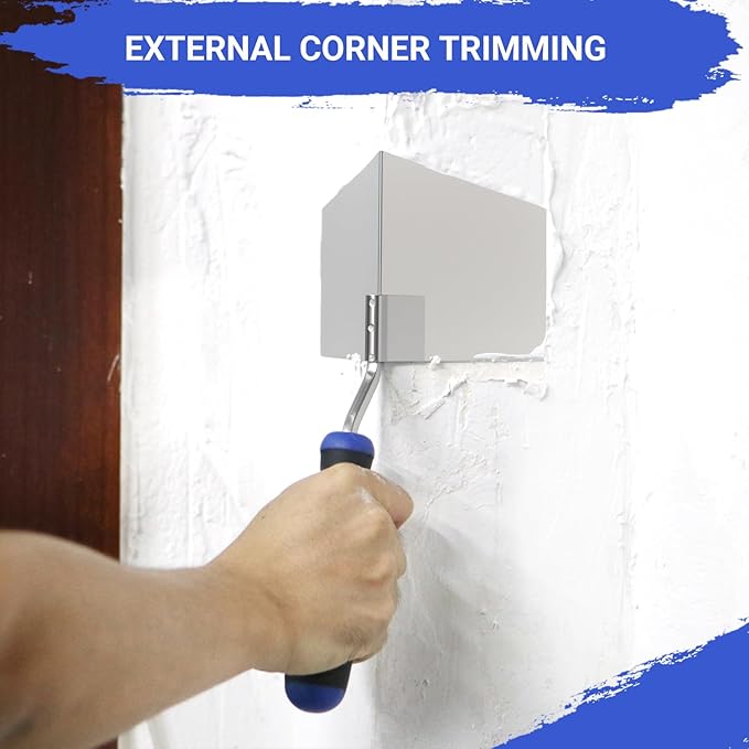 2-Pack Drywall Corner Trowel Set - 5" Stainless Steel Outside & 3.9" Inside Corner Knife for Sheetrock, Stucco, Concrete - Professional Corner Finishing Tools for Drywall & Plastering