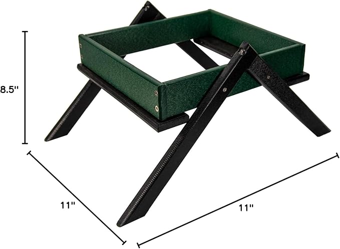JCs Wildlife Removable Tray Ground Bird Feeder - Platform Bird Feeder - Holds 4 Cups of Seed (Medium, Green)
