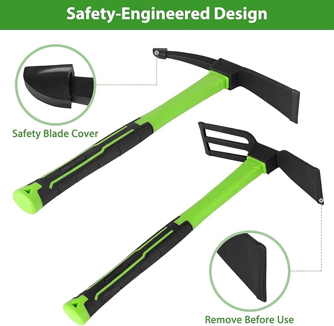 2pcs Garden Hoe and Cultivator Hand Rake Durable and Comfortable Handle Garden Tool Pick Axes for Digging Mattock