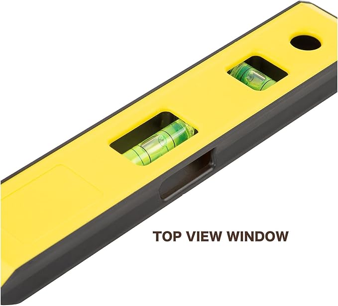 Mayes 10198 8" Magnetic Torpedo Level, Made in USA Magnetic Level for Metal Surface Use, High-Visibility Vials, Lightweight Plastic
