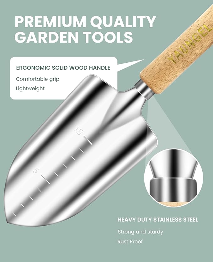 Gardening Tool Set for Women - 10 Piece Heavy Duty Stainless Steel Garden Tools Kit with Ergonomic Non-Slip Handle and Stylish Storage Tote Bag, Ideal Gardening Gifts for Mom, Grandma, Gardeners