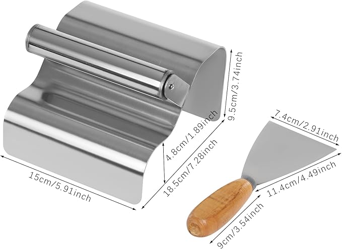 Concrete Curb Trowel with Handle & Putty Knife, 7.28 * 5.9 * 3.74In Stainless Steel Landscaping Curbing Trowel, Concrete Edging Molds Tools for Making Concrete Patios