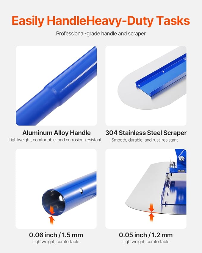 VEVOR Bull Float Magnesium Concrete Float, 47.24 x 7.28 Inch Round End Concrete Float Tool with 4 Aluminum Alloy Replaceable Handles, Cement Finishing Float for Various Industrial Applications