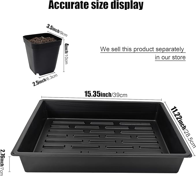3.5 inch (9CM) Square Nursery Pots 120pcs, Sturdy Seedlings Trays 10 Pcs, Seeds Starter Planter Nursery Trays 10 Sets