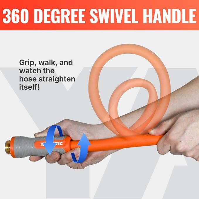 YAMATIC Garden Hose 5/8 in x 60 ft, Ergonomic Swivel Fittings, Burst 600 PSI, Heavy Duty, Flexible and Lightweight Water Hose with 2 Set Quick Connect