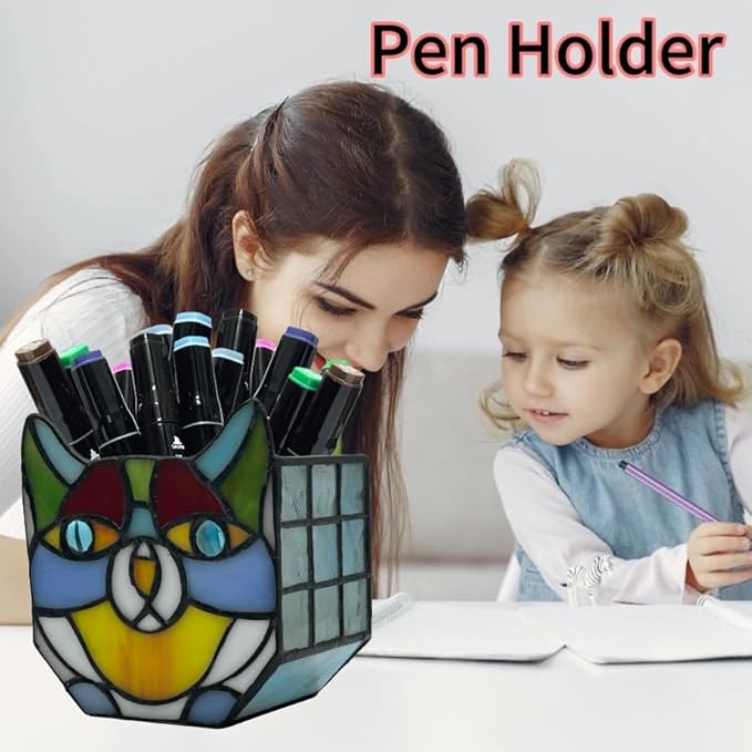 Tiffany Stained Glass Cat Planter,Indoor and Outdoor Plant Displays,Succulent Cat Pot,Plant Gifts for Women,4.6x5.15x3 in (Without Succulents)