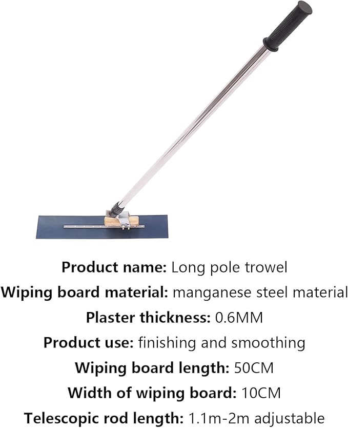Bull Float Concrete Float, Concrete Finishing Shoes, 19.69 x 3.94in Cement Surface Smoothing Tool w/Concrete Finishing Shoes Large Trowel Concrete Kit Handle Cement Tools Concrete Kit