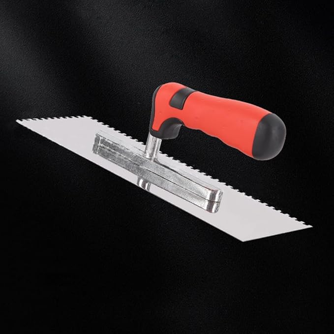 5Pcs Square Notched Trowel Set,Stainless Steel Concrete Trowels Margin Flooring Trowel,Masonry Hand Tool with Soft Grip Handle for Wall Floor Tiling Installation