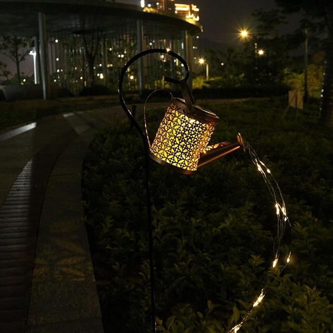 Solar Watering Can Light Outdoor Decor - Waterproof Solar Garden Pathway Lights for Yard, Garden - Perfect Gifts for Women, Mom, Grandma Birthday (Petal Design)