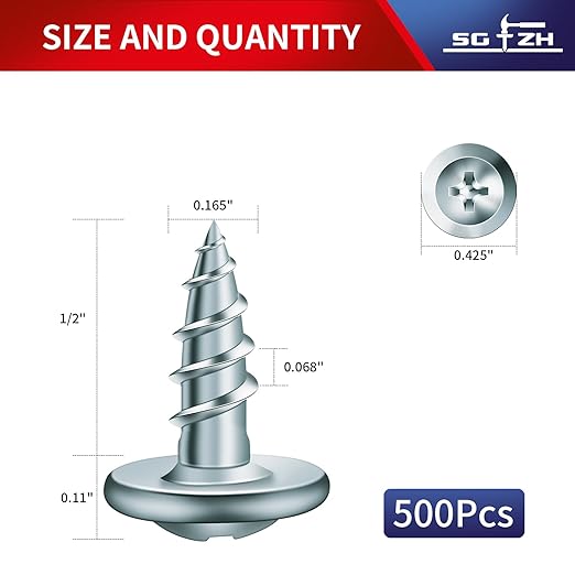 #8 x 1/2" Wood Screw 500Pcs Alloy Steel Standard Thread Truss Head Fast Self Tapping by SG TZH