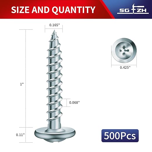 #8 x 1 Inch Wood Screw 500Pcs Alloy Steel Standard Thread Truss Head Fast Self Tapping by SG TZH