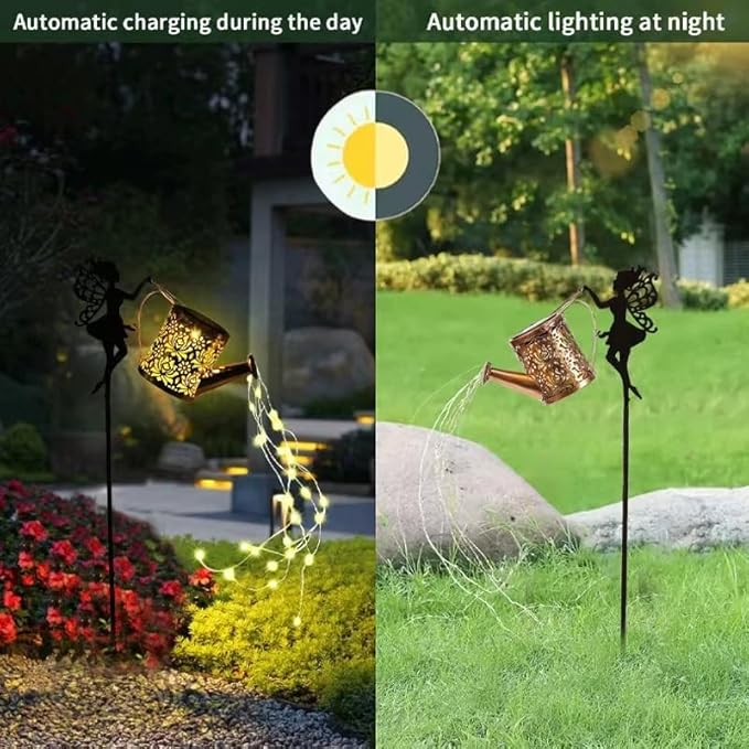 Solar Watering Can Light Outdoor Decor - Waterproof Solar Garden Pathway Lights for Yard, Garden - Perfect Gifts for Women, Mom, Grandma Birthday (Fairy-Style)