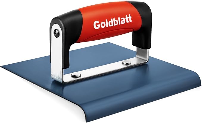 Goldblatt Concrete Tools, Concrete Edger, 6" x 6" Blue Steel Edger (1/2"R, 5/8"D), Durable High Carbon Steel Concrete Finishing Tools - Masonry Hand Tool with Soft Grip, Sturdy Steel Mounting