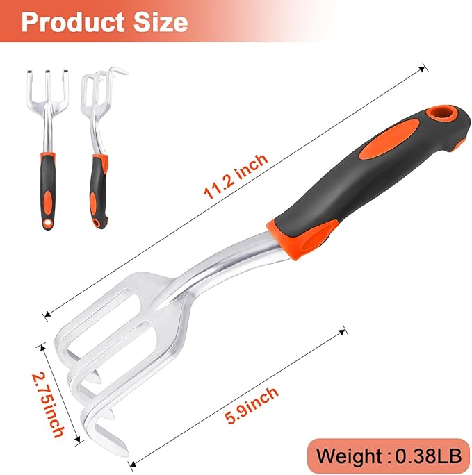 Hand Rake Garden Tool, Heavy Duty Hand Cultivators for Gardening, Small Garden Claw Tool Garden Handrake with Ergonomic Handle, Weed Rake Cultivator Tool for Cultivating, Loosening, Weeding