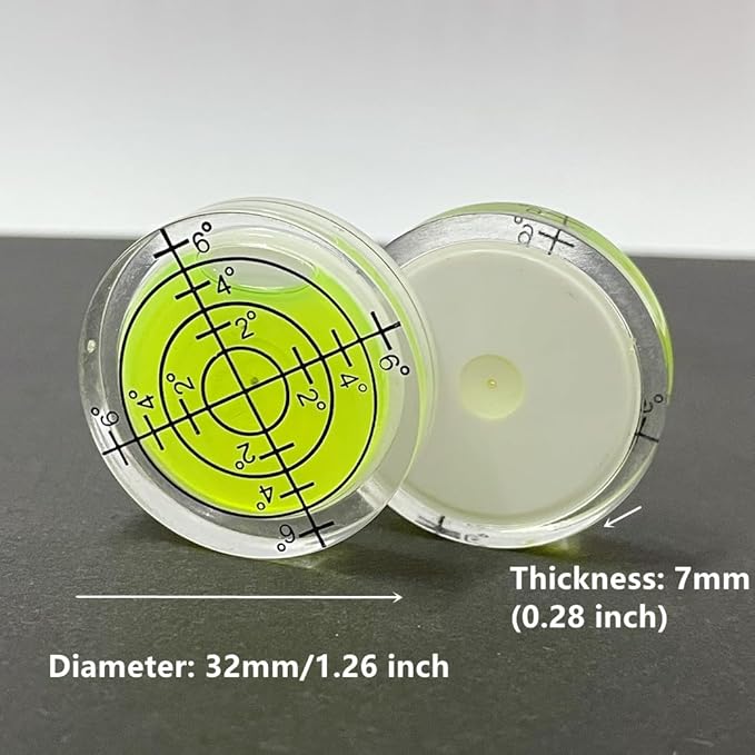 6Pcs Circular Bubble Spirit Levels RV Levelers 32mm RV Standard Levels Leveling Tools for Travel Trailer, Turntable, Phonograph, Camera, Tripod (32x7mm)