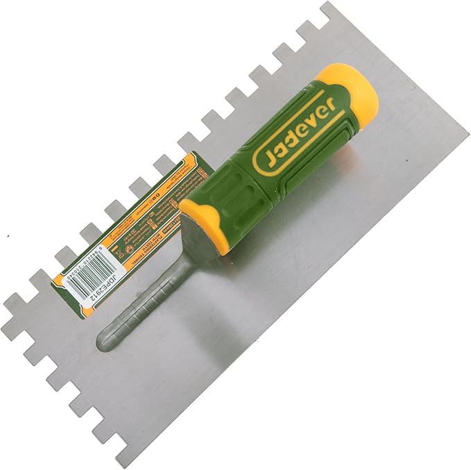 11×4.7" Plastering Trowel with SQ Teeth, Notch Masonry Hand Trowel, Fit for Tile Work