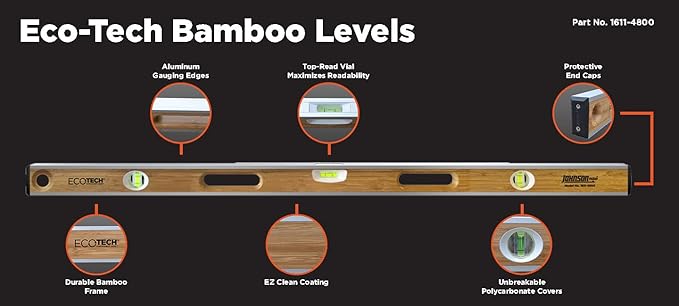 Johnson Level & Tool 48-in Bamboo Level,1611-4800, Black