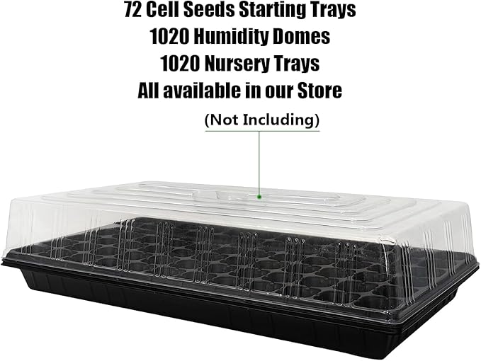 72 Cell Seed Trays, Thick Durable 72 Cell Plug Tray Seedling Plastic Nursery Tray for 1020 Flat Germination (10-Pack, 21"×11", 1.81" Height, Low)