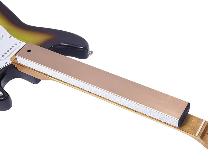 Stainless Steel Fret Leveling Beam, 16" (400mm) Sanding Beam Fret Leveler, Pro Guitar Luthier Repair Tool Fretboard Leveling File Includes 3 Sets of 120/240/320/600 Grit Sandpaper