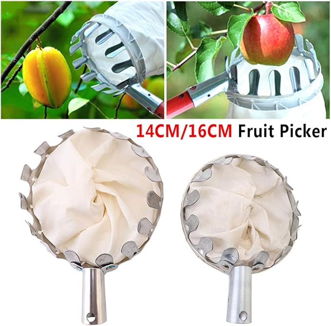 Fruit Picker Head Basket Metal Fruit Picker Agricultural Garden Hardware Tools, Portable Fruits Catcher for Harvest Picking Cherry, Pear and Peach(Size:14cm)
