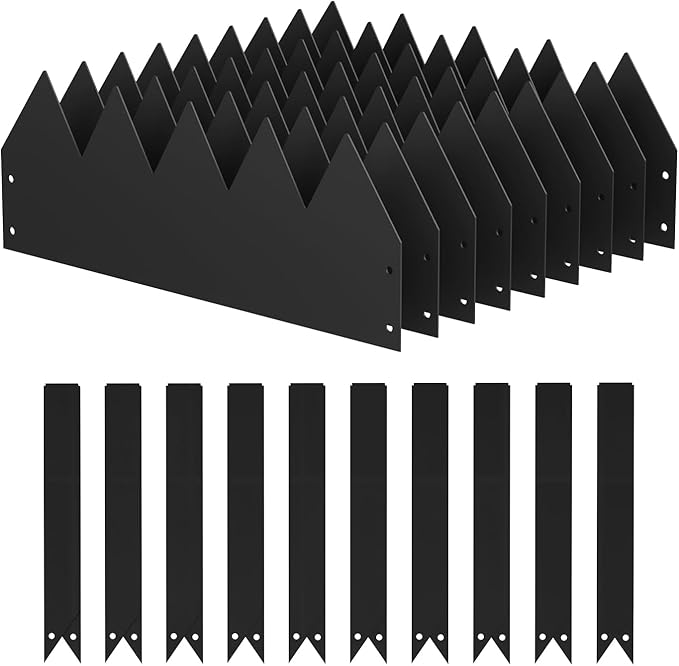 Landscape Edging Heavy Duty Iron for Long-Lasting, 9-Pack Pre-Rusted, 15.7" L x 6" H Each (11.8 ft Total), No-Dig Hammer, Edging Border w/ 10 Clips, Edge for Lawn Yard