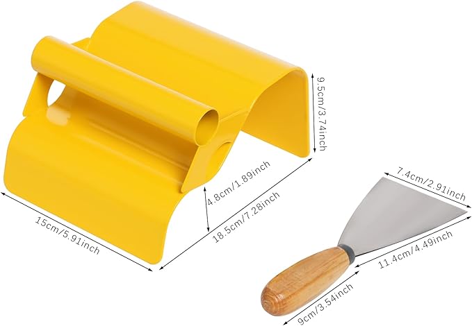 Landscape Curb Trowel, 7.28 * 5.91 * 3.74In Cement Model Making Tool with Handle & Putty Knife, Stainless Steel Concrete Curbing Trowel Model Making Tool