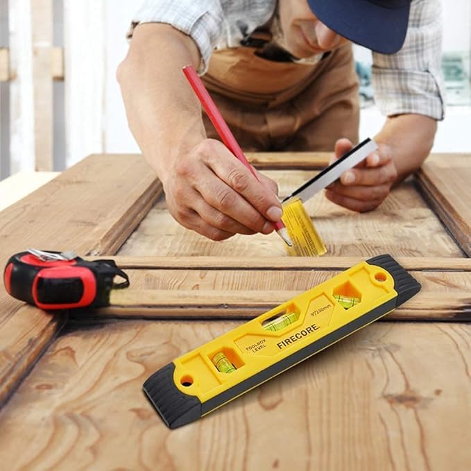 Firecore 3pcs Magnetic Torpedo Level, 9-Inch Shockproof Toolbox Level with 3 Bubble Spirit Level 45 90 180 Degree