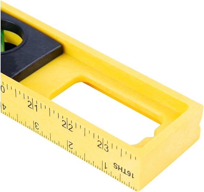 Mayes 10140 Top View Magnetic Level, 24 Inch Level Made in USA, 3 Vials with 270° Center View, Ruled Edge for Accurate Measurements, V-Groove for Curved Surfaces