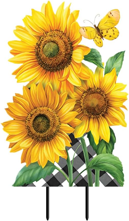 Briarwood Lane Checkered Sunflowers Metal Art