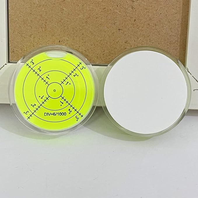 Circular Bubble Level with Double Sided Adhesive Bottom Spirit Levels Leveling Measuring Tools (50x10mm)