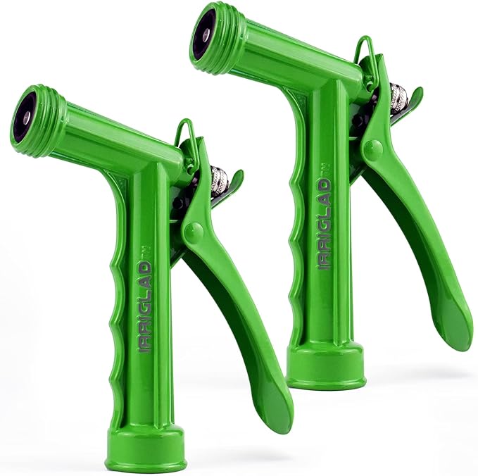 Hose Nozzle 2 Pack, Full Size Pistol Grip Water Nozzle Sprayer with Threaded Front, High Pressure Nozzle, Adjustable Spray Water Flow for Watering, Showering Pet, Washing Car, Cleaning, Green