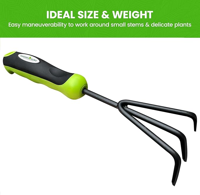 Garden Guru Garden Tool Set 3pc Hand Trowel Transplanter Cultivator – Heavy Duty Rust Resistant Carbon Steel - Ergonomic Comfort Grip Handle – Perfect Gardening Tool Kit Gifts for Women & Men