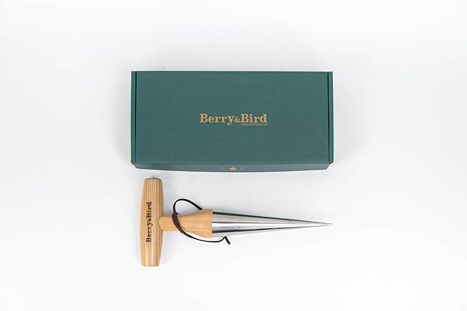 Berry&Bird Hand Dibber – Precision Wood Handle Garden Hole Punch Dibbler Tool for Planting Seeds & Bulbs with 6'' Measuring Scale, Bulb Planter for Planting Flowers Tulips Daffodils Dahlias