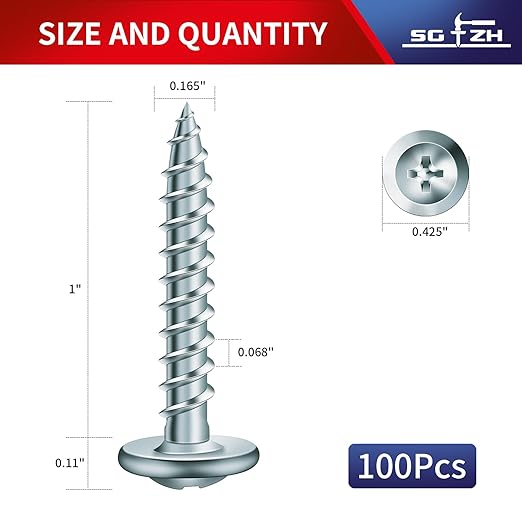 #8 x 1 Inch Wood Screw 100Pcs Alloy Steel Standard Thread Truss Head Fast Self Tapping by SG TZH