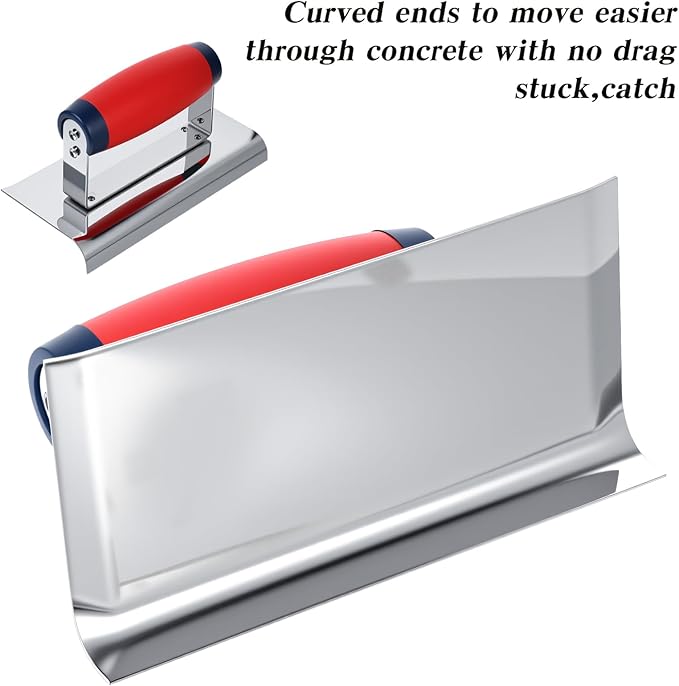 3Pcs Concrete Tools Stainless Steel Flat Finishing Trowel plus Concrete Edger and Groover Stucco Cement Kit Masonry Construction Hand Kit