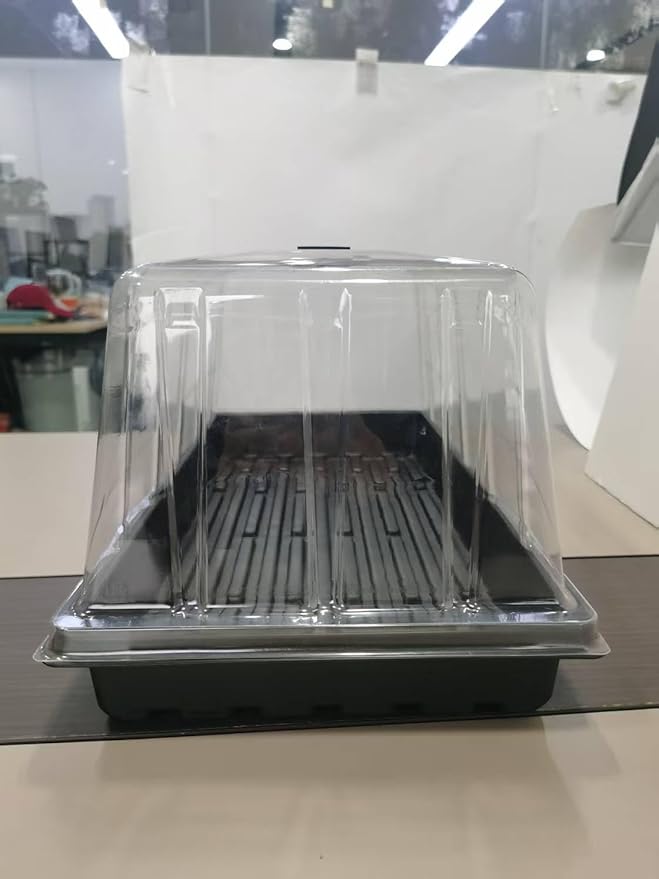 1020 Plant Tray with Tall 7.3'' Dome, 5-Pack Extra Large Seed Starter Tray with Humidity Domes, Heavy Duty 1020 Trays and Flats with Lid, Seed Germination Mini Greenhouse No Hole for Balcony Garden