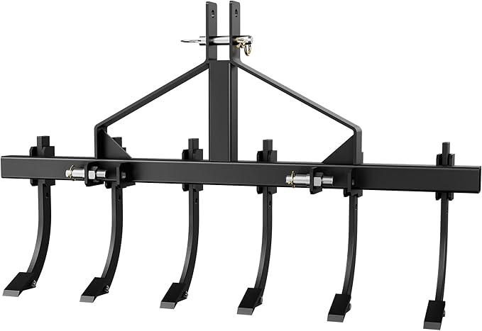 YITAMOTOR 48-Inch Heavy Duty Detachable Chisel Plow Scarifier Cultivator with 6 Scarifier Shanks for CAT-1&CAT-0 Tractors