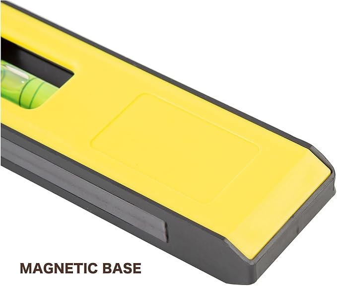 Mayes 10198 8" Magnetic Torpedo Level, Made in USA Magnetic Level for Metal Surface Use, High-Visibility Vials, Lightweight Plastic