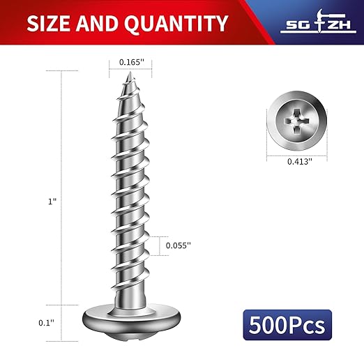 #8 x 1 Inch Wood Screw 500Pcs 410 Stainless Steel Standard Thread Truss Head Fast Self Tapping by SG TZH