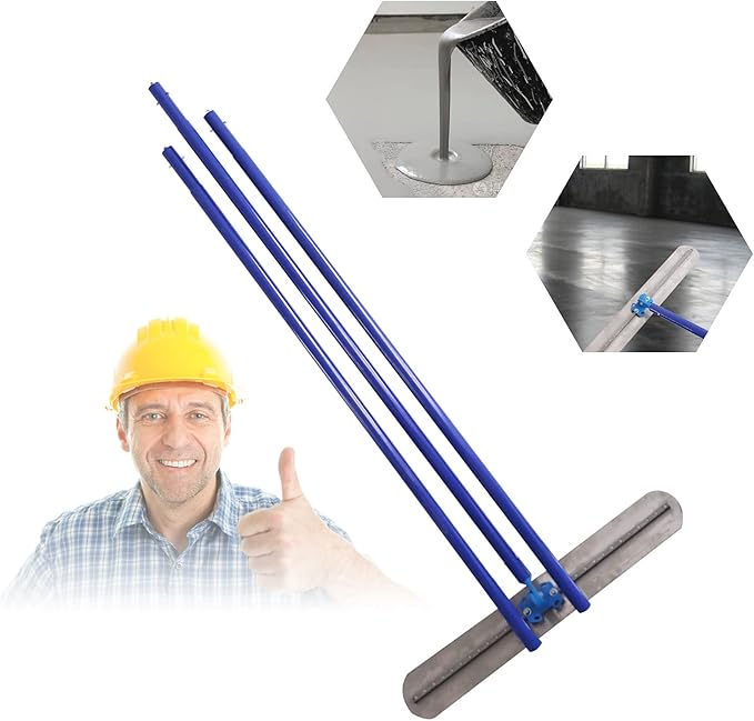 Bull Float Concrete Float, 39.37 x 5.91 inch Concrete Bull Float Kit, Round End Concrete Float Tool with 3 Float Handles, Screeding and Finishing Tool Kit